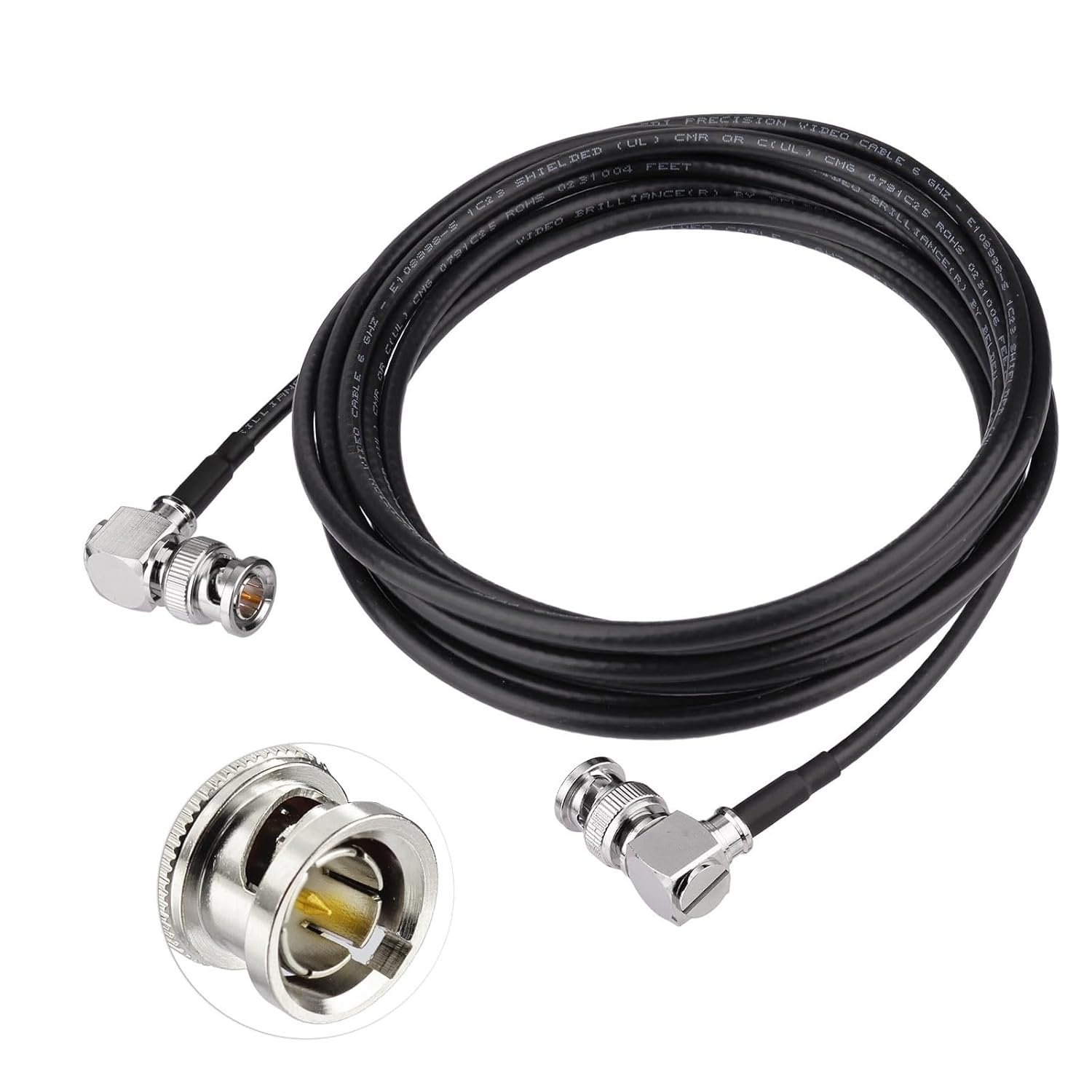 Superbat SDI Cable BNC Cable 75 ohm BNC Male to Male Right Angle Belden 1855A SDI Video Cable 10ft Support HD-SDI/3G-SDI/4K/8K Video for Monitor SDI 4K Video Switch Camera Converter etc.