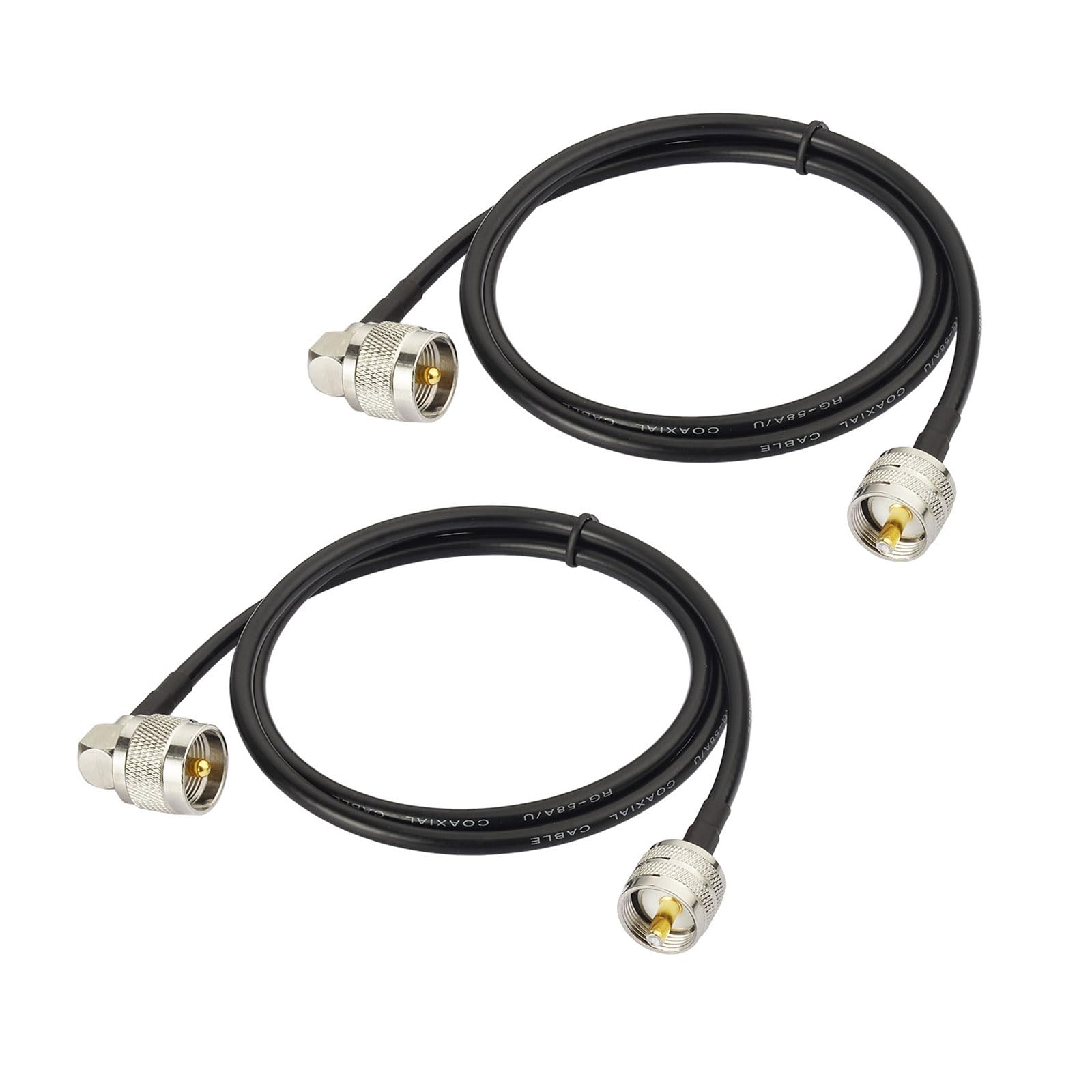 Superbat PL-259 Jumper Cable UHF (Pl259) Male to Male Low Loss Digital RG58 Coax Cable (2 Foot RG58) for HAM & CB Radio,Antenna Analyzer,Dummy Load,SWR Meter 2-Pack