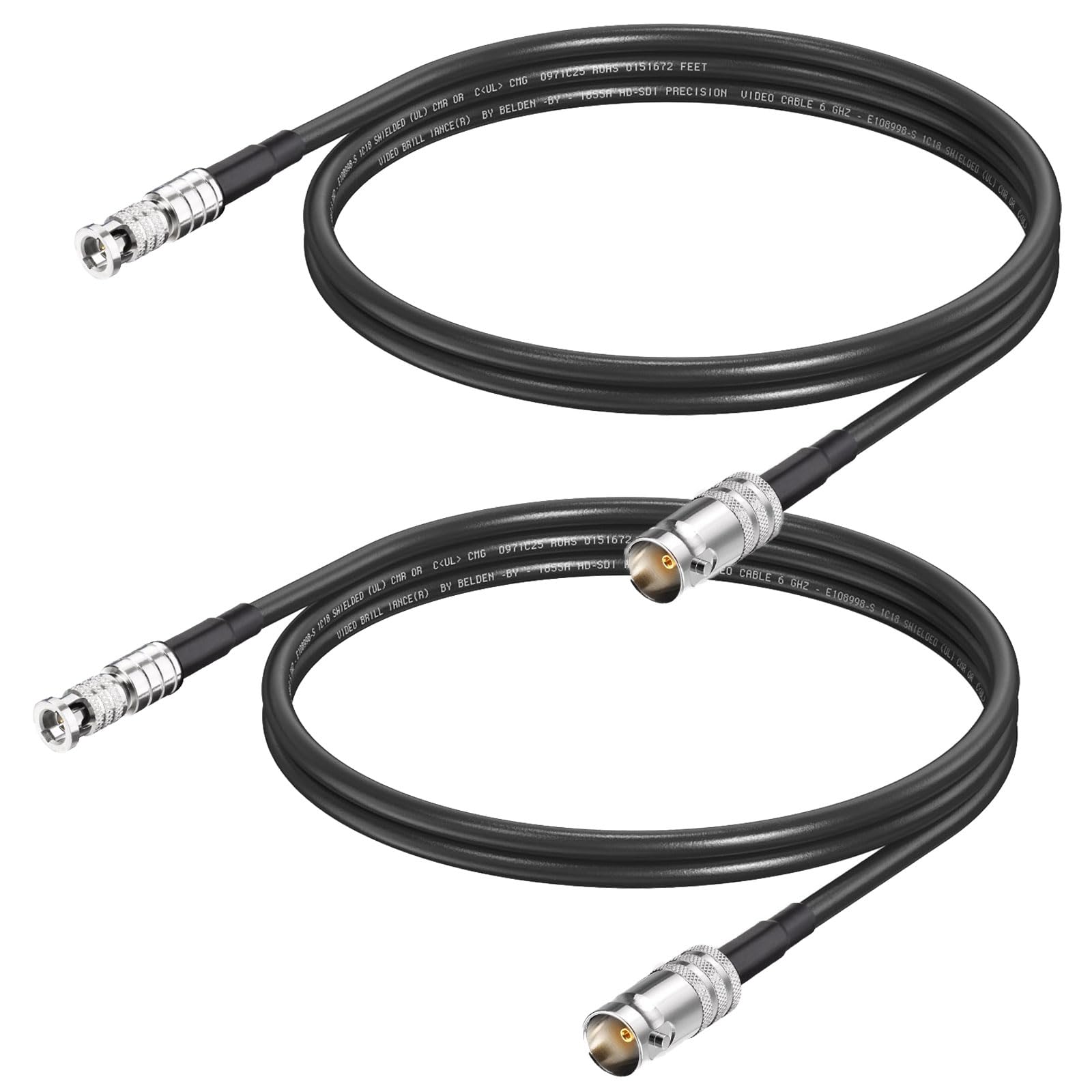 Superbat 75-Ohm BNC Female to HDBNC Male Cable Belden 1855A,3G/6G/12G-SDI Support, for Blackmagic Video Assist Monitor Professional Cameras and Video Switchers (12inch,2-Pack)