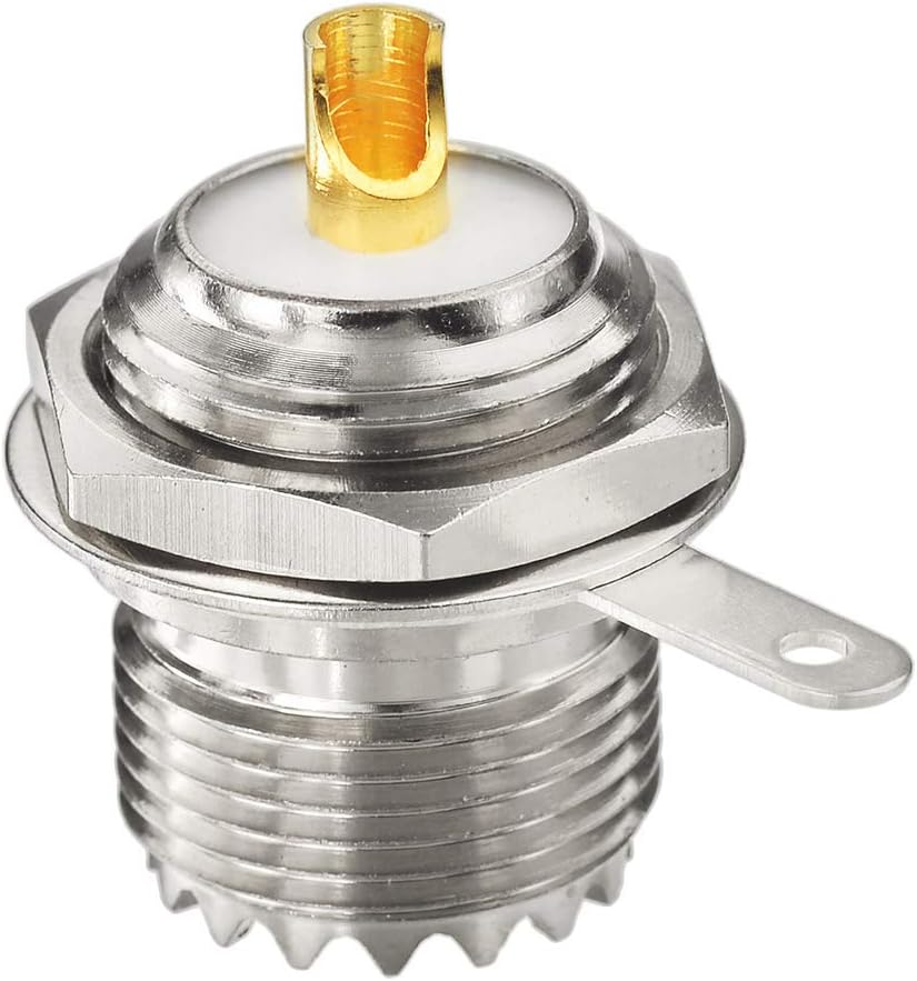 wlaniot SO239 Bulkhead Connector UHF Female Nut Bulkhead Handle Deck Clip Solder Cup Panel Mount Straight Connector 3pcs