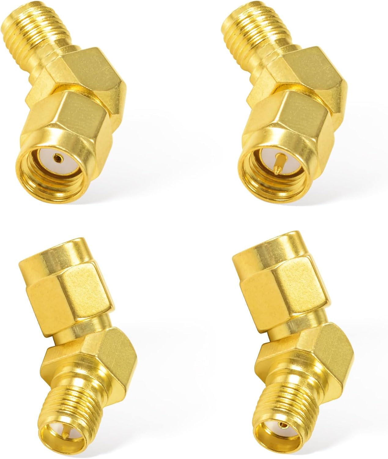 Superbat FPV Drone Goggles Antenna Adapter SMA to RP-SMA 45 Degree Adapter Connector Kit 4-Pack for FPV Antenna Race/Quadcopter Fatshark Goggles WiFi Antenna Extension Cable