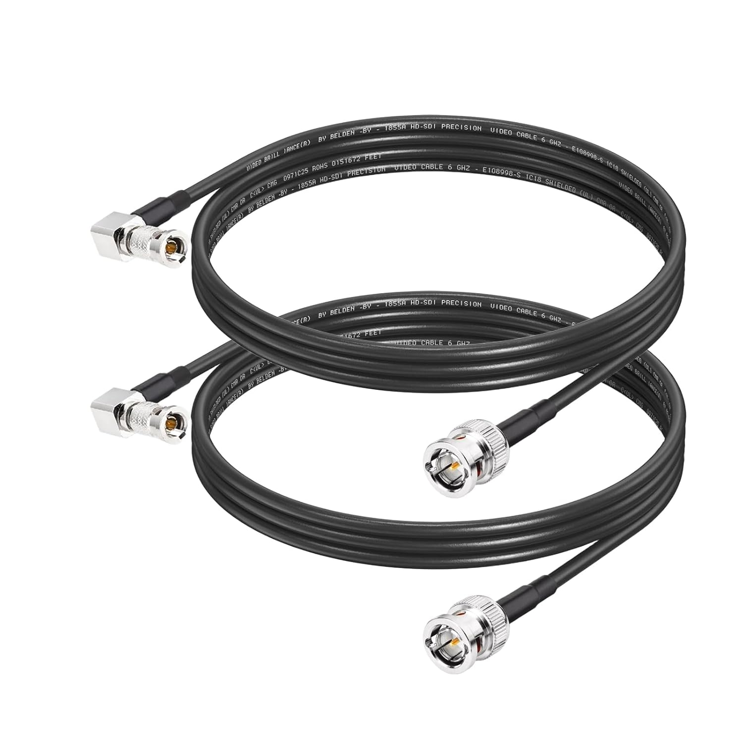 Superbat HDBNC to BNC Cable SDI BNC Male to HDBNC Male Cable Right Angle Belden 1855A, Support 3G/6G/12G-SDI,for Blackmagic Video Assist Monitor Camera Video Switcher 2-Pack