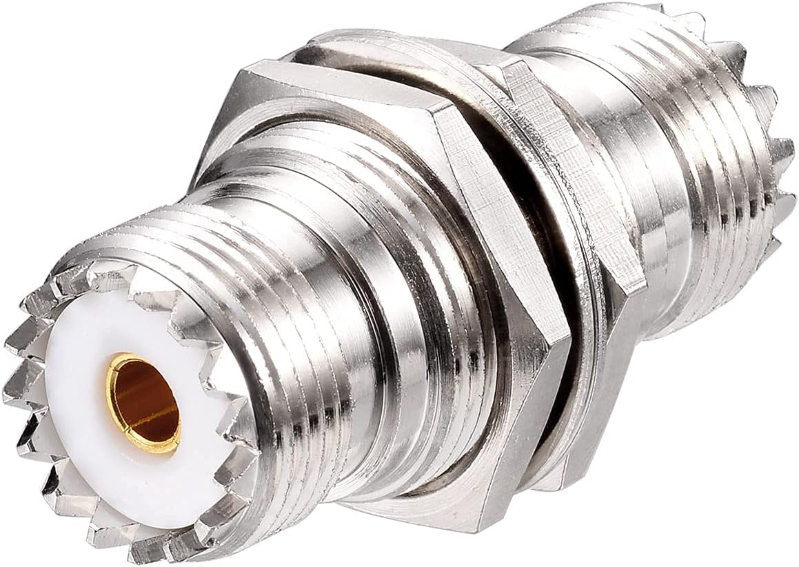 Superbat SO-239 Bulkhead Connector UHF Female Nut Bulkhead Panel Mount Connector, SO239 to SO 239 Adapter for J Pole Antenna 1/4 Wave Antenna etc. 2pcs