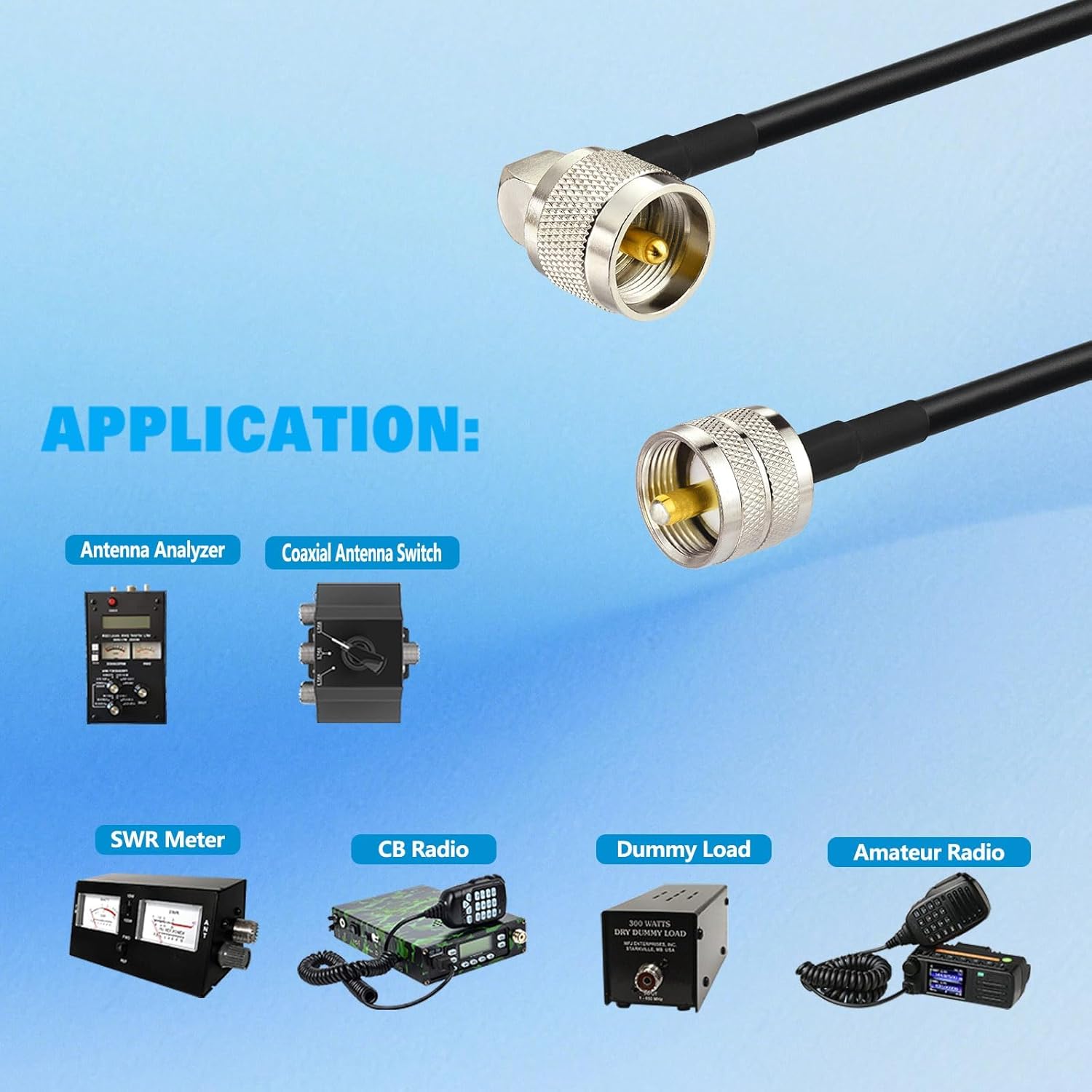 Superbat PL-259 Jumper Cable UHF (Pl259) Male to Male Low Loss Digital RG58 Coax Cable (3 Feet RG58) for HAM & CB Radio,Antenna Analyzer,Dummy Load,SWR Meter 2-Pack