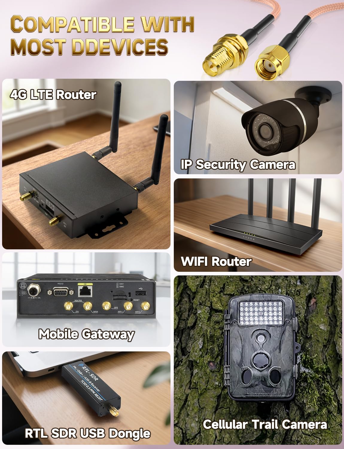 Superbat RP-SMA Female to RP-SMA Male RG316D Extension Cable 6inch,High-Speed Low Loss Coaxial Jumper for 5G WiFi Router/Drone/Antenna 2-Pack