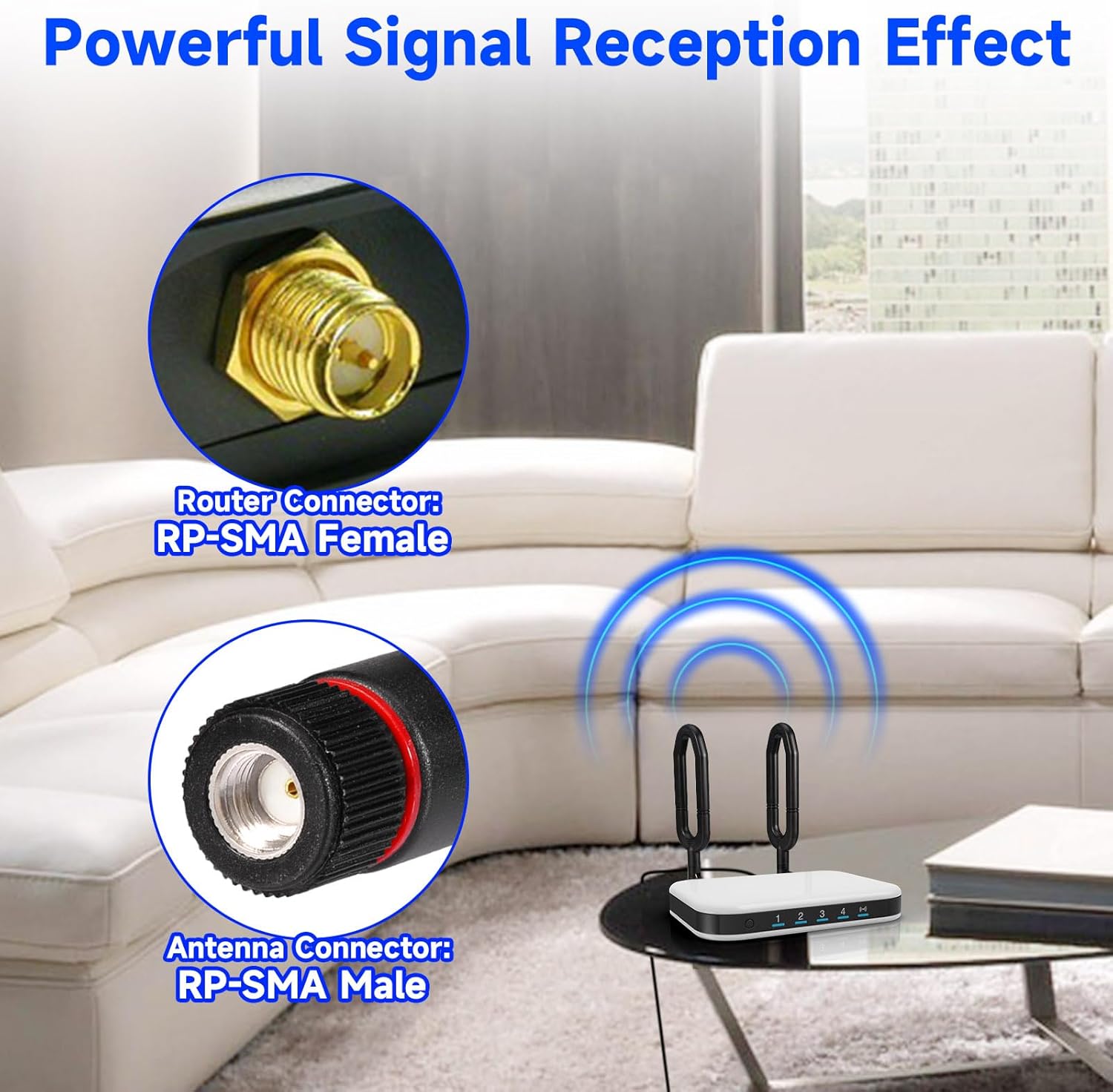 Superbat WiFi Antenna RP-SMA Male 2.4GHz 5GHz 5.8GHz Dual Band Antenna for PC PCI-E WiFi Network Card Router USB Adapter Wireless Camera Monitor etc. 2Pcs