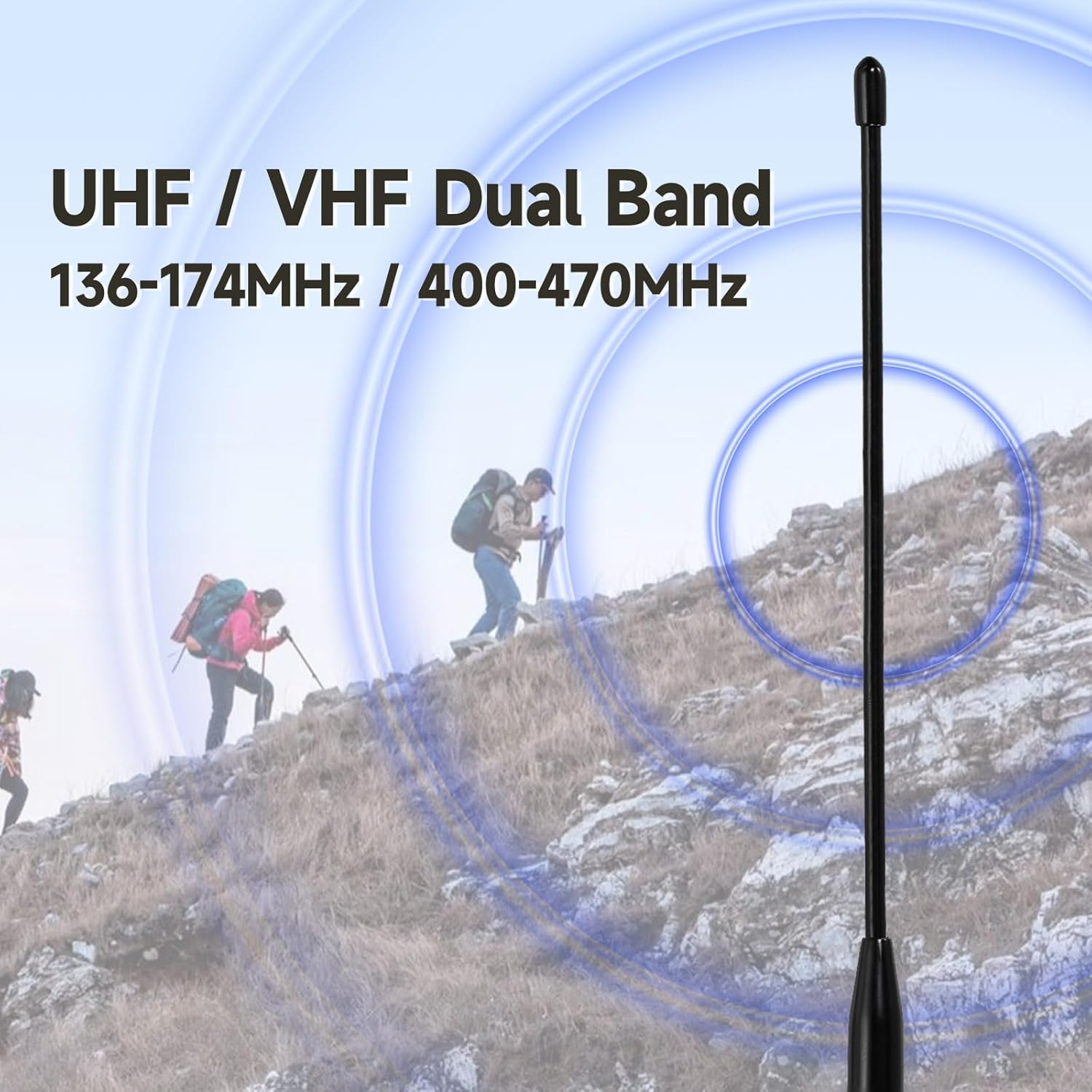 Superbat Handheld Radio Antenna with SMA Connector 136-174MHz/400-470MHz (2-Pack) Compatible for Wouxun/TYT Ham Radio Antenna etc.
