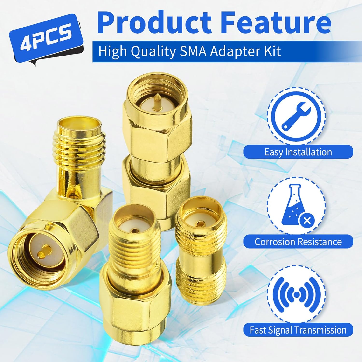 Superbat SMA Adapter Kit SMA Male Female RF Coaxial Coax Connector 50 Ohm for MMDVM Hotspot Board 3G 4G LTE FPV Antenna RTL SDR Router Radio etc.