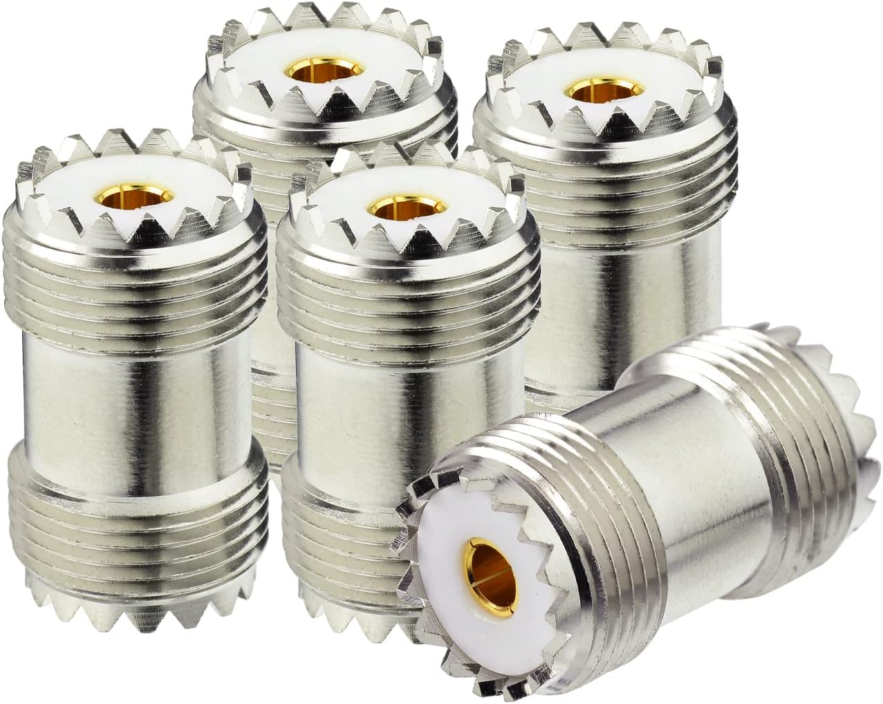 Superbat SO239 Barrel Connector 5-Pack UHF PL259 Female to Female Coax Coaxial Adapter Coupler for CB Ham Radio Antenna SWR Meter Cable