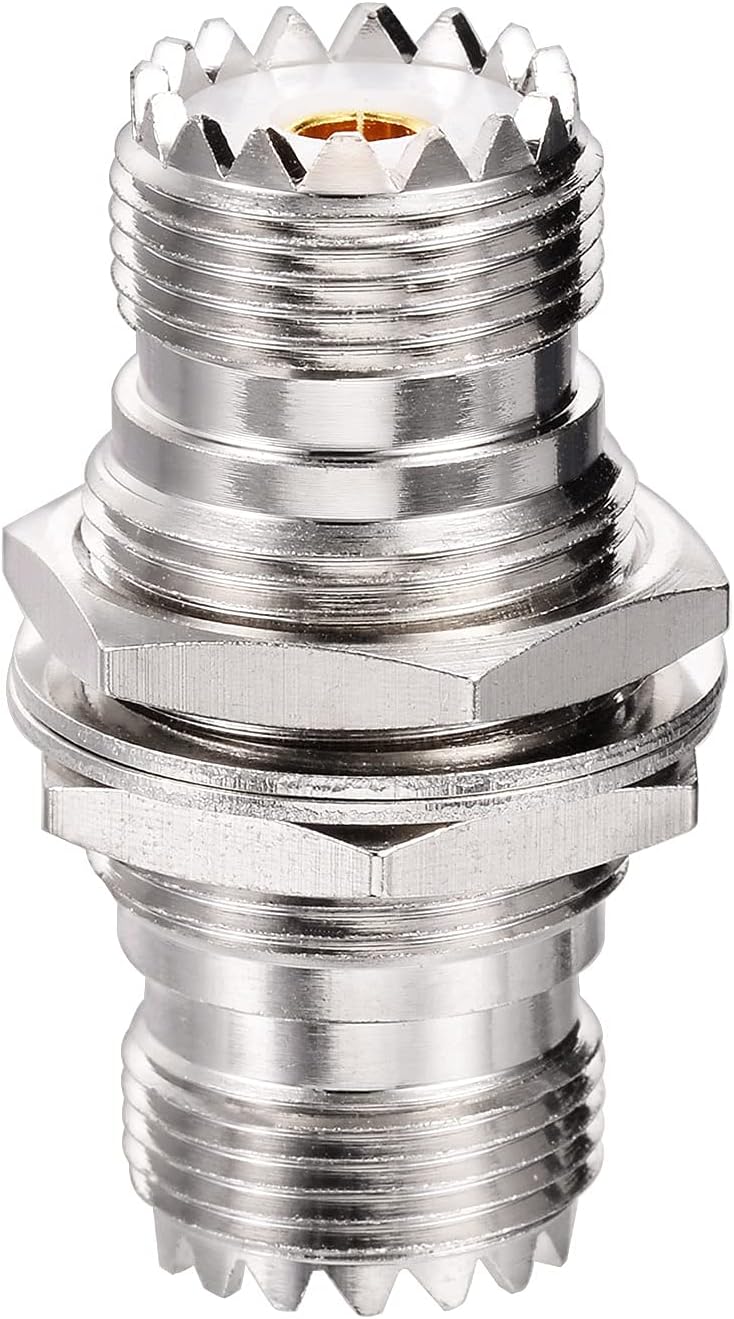 Superbat SO-239 Bulkhead Connector UHF Female Nut Bulkhead Panel Mount Connector, SO239 to SO 239 Adapter for J Pole Antenna 1/4 Wave Antenna etc. 2pcs