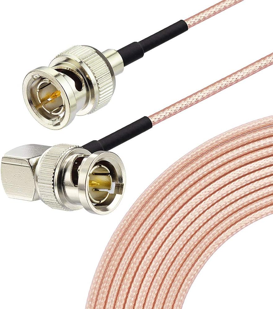 Superbat 3G/HD SDI Cable 6ft BNC Male to Male Jumper Cable 75 Ohm for Cameras and SDI Video，Supports HD-SDI/3G-SDI/4K DVR Recorder Monitor Converter etc.(Straight to Right Angle,1Pcs)