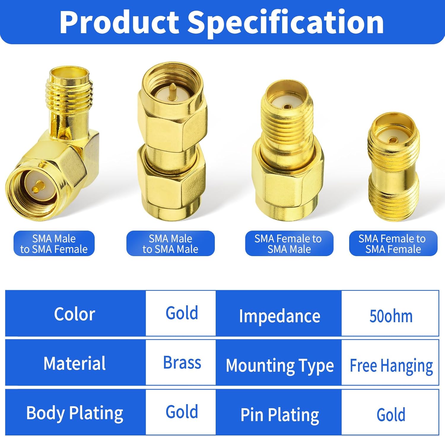 Superbat SMA Adapter Kit SMA Male Female RF Coaxial Coax Connector 50 Ohm for MMDVM Hotspot Board 3G 4G LTE FPV Antenna RTL SDR Router Radio etc.