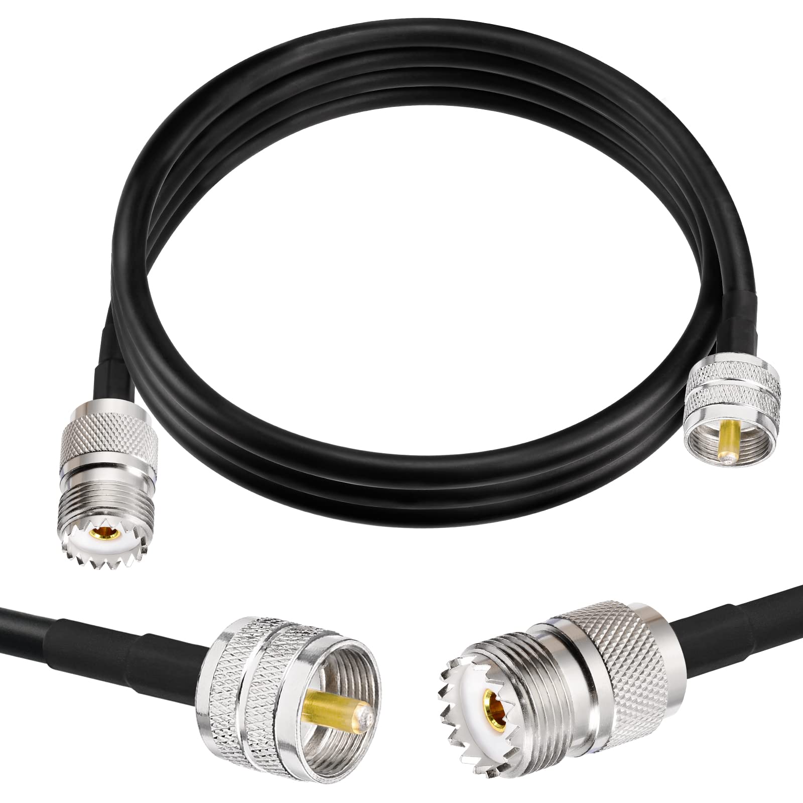 Superbat CB Coax Cable 3ft RG8X Coaxial Cable UHF SO239 Female to PL259 Male Jumper for Ham Radio Duplexer Tuner Dummy Load SWR Meter Switch Monitor etc.