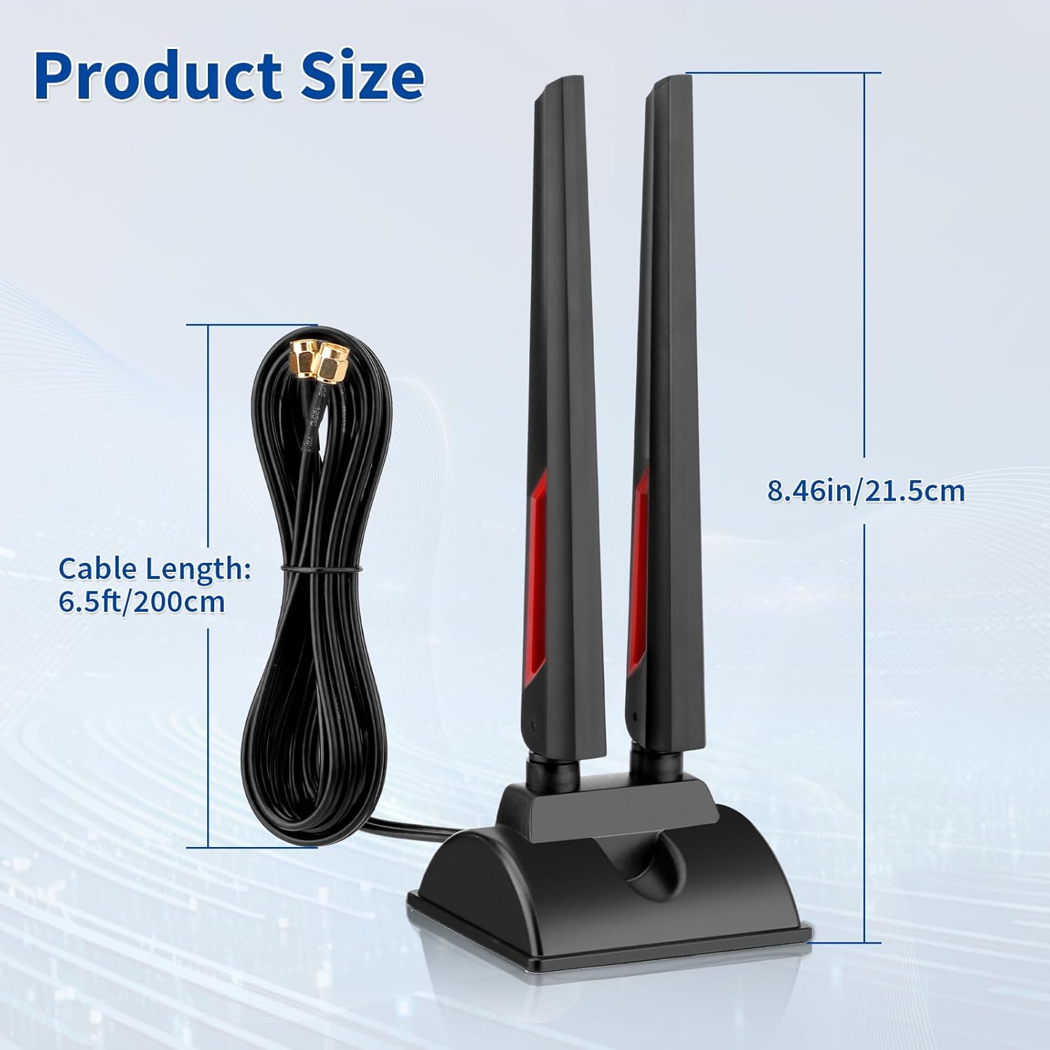 Superbat WiFi 6E Tri-Band Antenna 2.4GHz 5GHz 6GHz Magnetic Base WiFi Antenna with RP-SMA Extension Cable for PC Desktop Computer WiFi Card Wireless Network Router Security Cameras