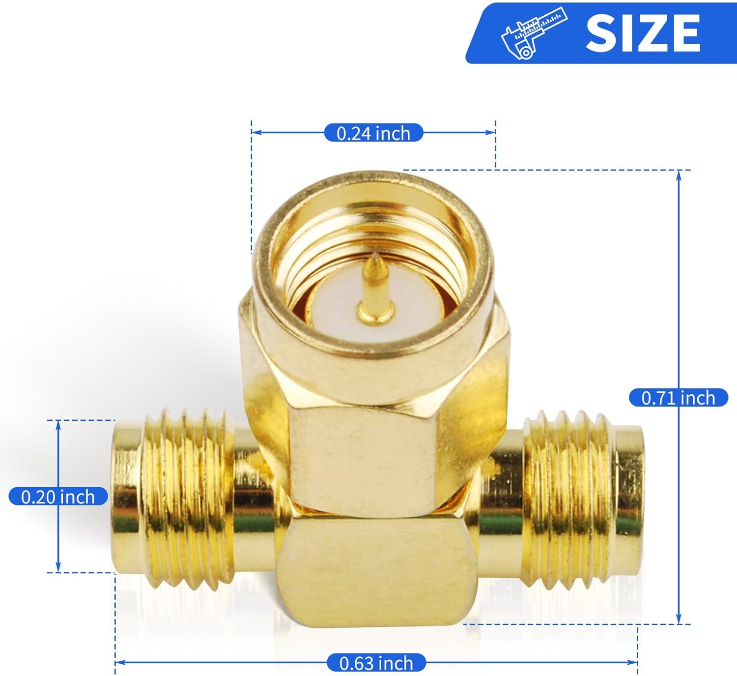 SUPERBAT SMA Adapter Splitter 2-Way, SMA Male to Dual Female Splitter Antenna Adapter Converter 3pcs