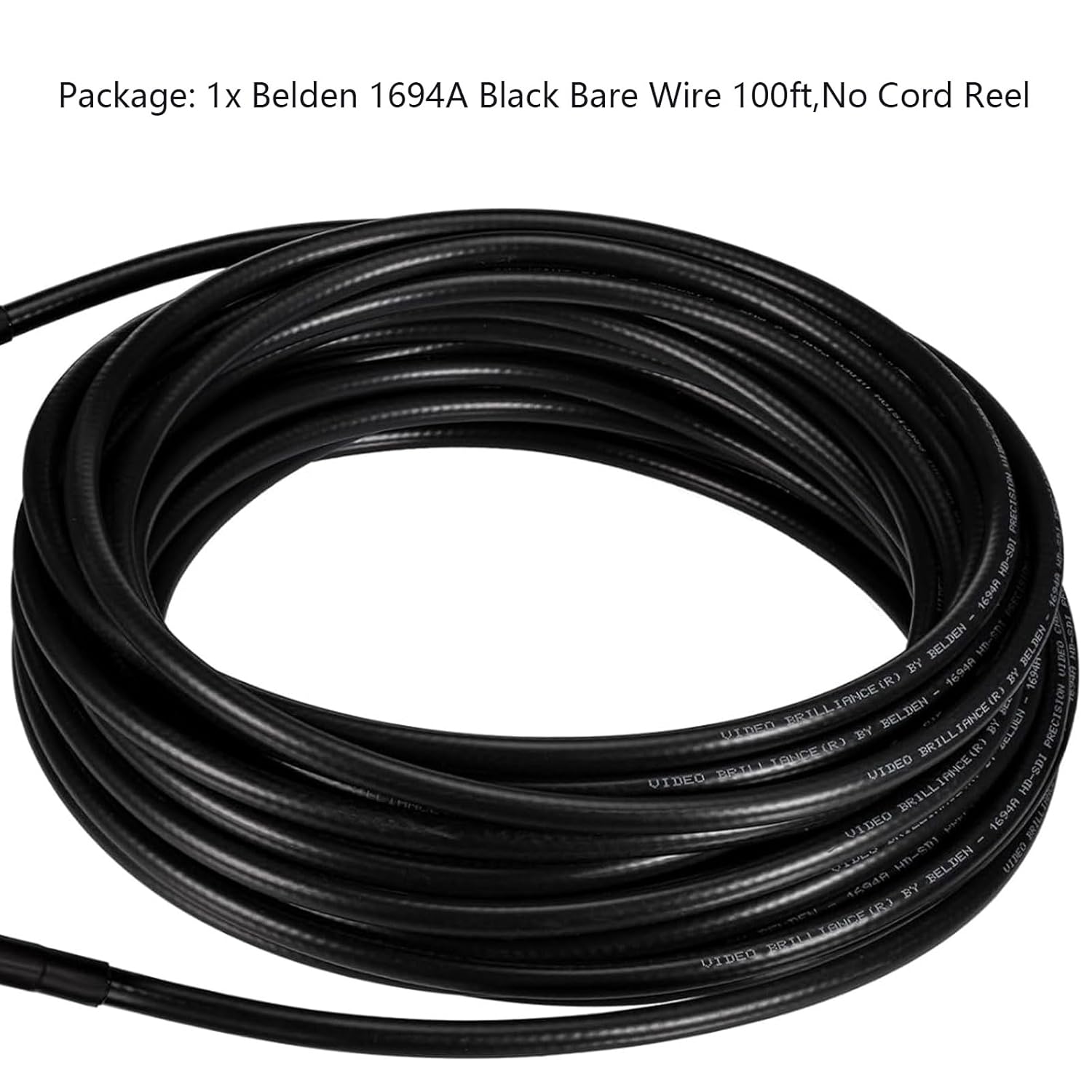 Superbat Belden 1694A Coaxial Cable Black 100ft Low Loss Precision 75 Ohm Video Cable Supports 3G/6G/12G/HD-SDI/4k for HDTV and Professional SDI Applications