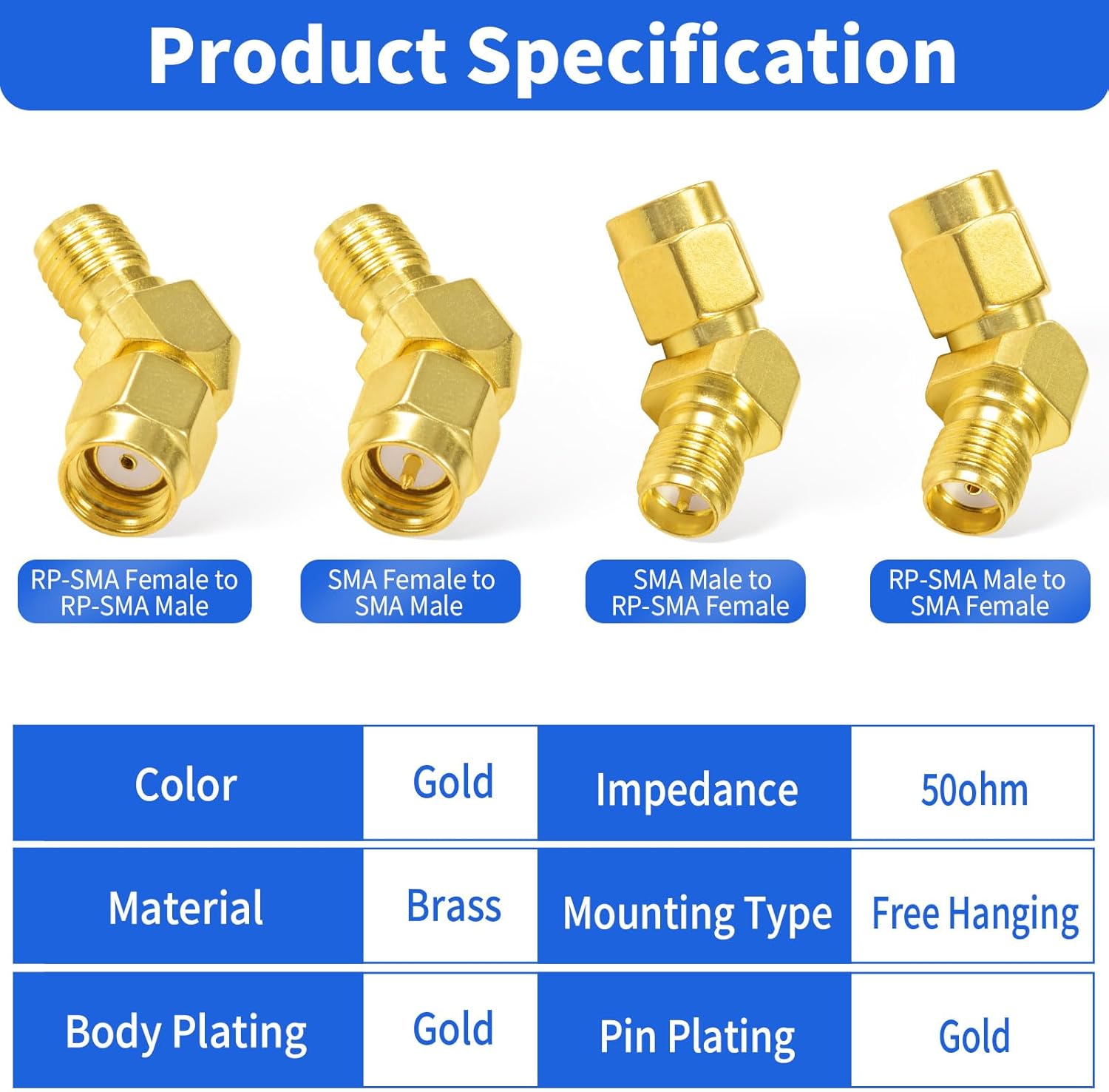 Superbat FPV Drone Goggles Antenna Adapter SMA to RP-SMA 45 Degree Adapter Connector Kit 4-Pack for FPV Antenna Race/Quadcopter Fatshark Goggles WiFi Antenna Extension Cable