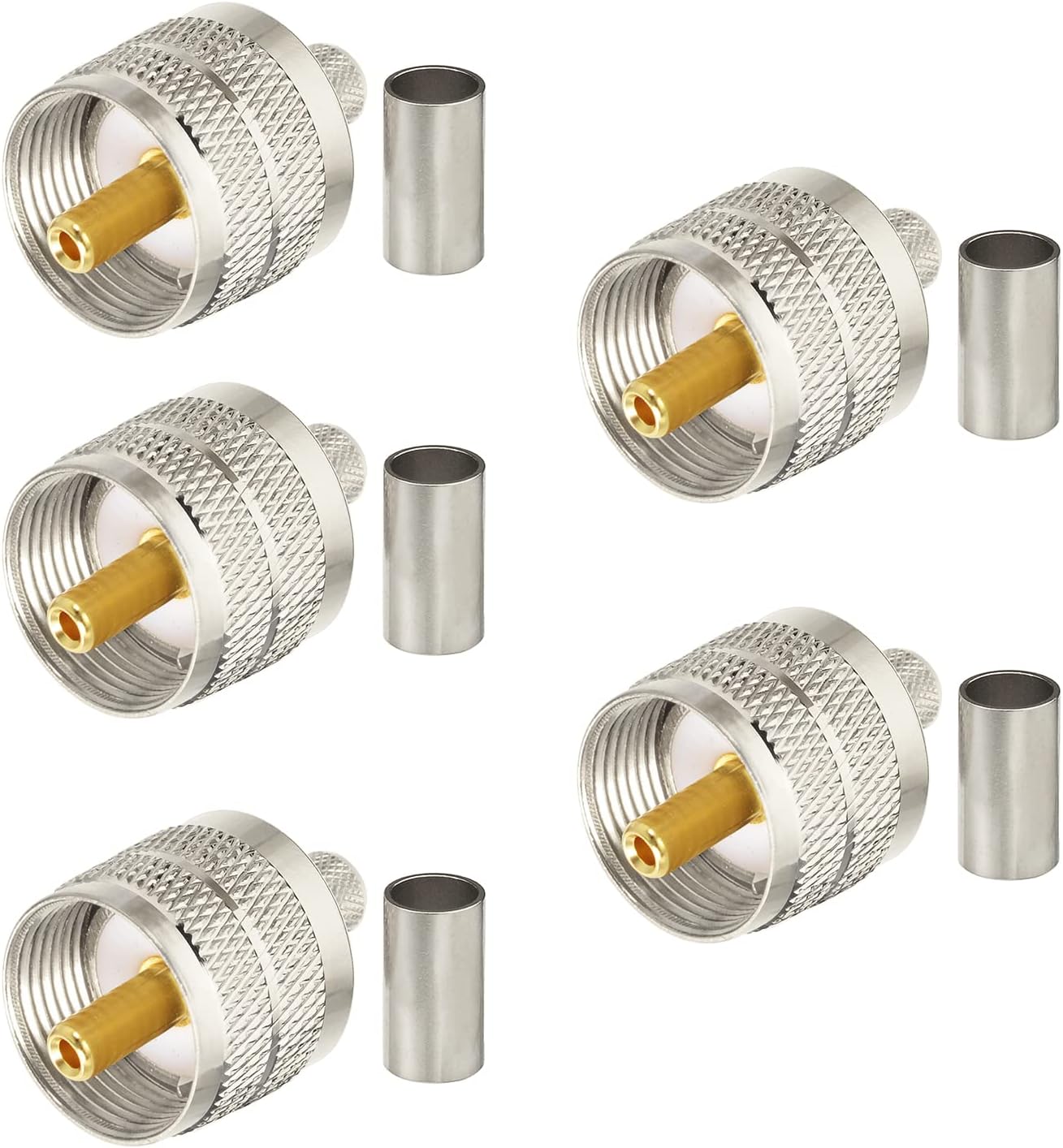Superbat PL259 Connectors PL259 UHF Male Solder Coaxial Connectors for LMR240 RG8X RG59 RG62 Coax Cable 5pcs