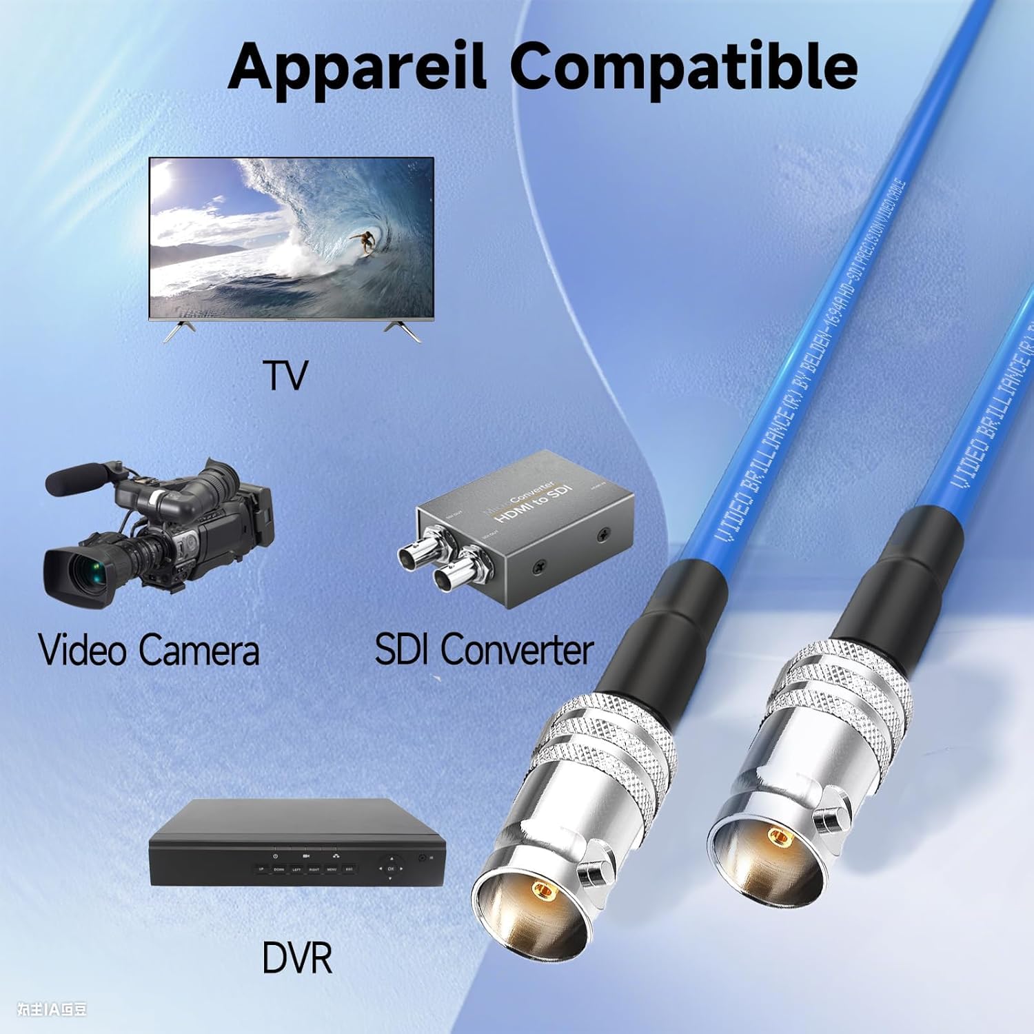 Superbat SDI Cable 8inch BNC Female to Female Barrel Connector 75 Ohm Belden 1694A Jumper for HD-SDI/3G-SDI/6G-SDI/4K/8K SDI Video Camera Cable (2Pcs)