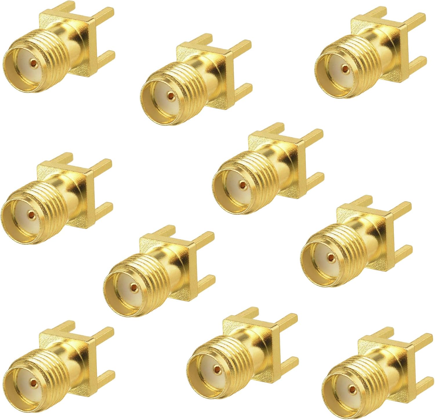 10pcs SMA Female PCB Panel Edge Mount Connector Straight Solder RF Coaxial Adapter Vertical Thru Hole Goldplated