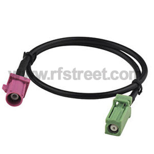 Fakra-male-H-to-AVIC-green-female-pigtail-cable-RG174-30CM-for-GPS-Antenna_AC-A02SJ-F03HSP-174-30_PT00